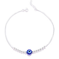 DHRUVS COLLECTION 925 Silver Evil Eye Bracelet With Silver Balls for Boys, Girls, Men & Women | Traditional Rakshabandhan Rakhi For Brother & Bhabhi, Ideal For Casual Wear