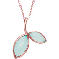 GIVA 925 Silver Rose Gold Aqua Dual Chalcedony Leaf Pendant with Chain | Gifts for Girlfriend, Rakhi Rakshabandhan Gift for Sister Bhabhi , Gifts for Women & Girls |With Certificate of Authenticity and 925 Stamp | 6 Month Warranty*