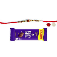 VR CREATIVES Multicolour Single Rudraksha Rakhi with Roli Chawal and 12g Chocolate for Men and Women Gift Set 101