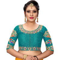 Vihu Fashion Womens Silk Floral Half Sleeve Regular Blouse (VF Rakhi Rama 38