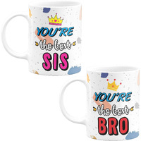 Eagletail India World Best Bro Sis Mugs - Cute Sibling Mugs for Brother/Sister to Gift on Birthday/Rakhi