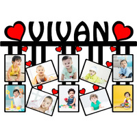 GiftsWale Your Pictures and Names Customized Collage Photo Frame | Best Gift For Brithday Kids, Sister, Brother, Rakhi, Raksha Bandhan | Personalized With 10 Images And Texts