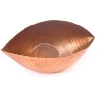 DeKulture Handmade Pure Copper Trinetra Pod Votive T Light Holder Candle Bowl Diya | Ideal for Home Table Decoration, 5x2.5x2.75 (LWH) Inches