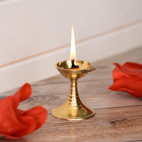 Kuber Industries Pooja Deepak | Deepak for Pooja | Incense Dhup Burner | Brass Diya Dhuni Stand for Pooja | Pooja Diya for Home-Office Temple | Big Deepak | Golden