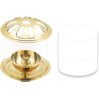 Klassic Combo of Big Akhand Diya with Borosilicate Glass Shade for Mandir with one Extra Glass Shade (Cylindrical).