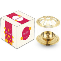 Klassic Swastik Akhand Diya with Borosilicate Glass Shade for Mandir, Decorative Brass & Glass Oil Lamp Lantern Diya with Glass Cover for Prayers, Cylindrical Borosilicate Glass Brass Diya