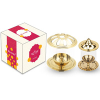 Klassic Combo of Swastik Akhand Diya with Navjyoti Small Akhand Diya with Borosilicate Glass Shade for Mandir with Glass Cover Cylindrical Brass Diya
