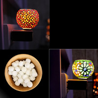 Signamio Multipurpose Night lamp Kapoor dani Electrical Machine/Incense-Aroma Burner, Kapur Dani / Kapoor dani Diya/Dhoop Dani /Camphor Diffuser Steel Ceramic for Puja,,Home - DN-12+14 -Pack 2