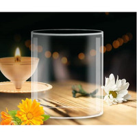Casa Illuminate Deepam Glass Cover without Akhand Diya, Big Size, Unbreakable, Scratch Resistant, Borosilicate Wind Protector for Candles Tea Lights & Led tealight, Height 5.5 inch, Width 4.5 inch