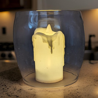 Casa Illuminate Curved Glass Diya for Arpan Diyas - Medium Size Glass Cover Only for Akhand Diya (3 inch x 3.5 inch)