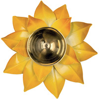 EIN SOF Brass Lotus Flower Diyas for Home Decoration, 5 inches Medium Size Puja Akhand Diya, Decorative Diwali & Christmas Festival Item with Gift Box, Yellow