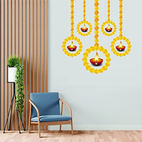 Hanging Multicolor Diya PVC Vinyl Multicolor Decorative Wall Sticker for Wall Decoration Wall Sticker