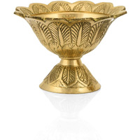 Collectible India Brass Devdas Diya Oil Puja Lamp Engraved Design Dia for Home Office Festival Puja Gifts Decor (1 Pcs)