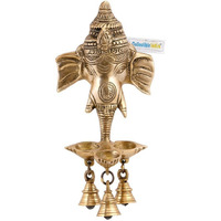 Collectible India Brass Ganesh Wall Hanging Diya, 9.5 x 4.5 x 3 Inches, Golden, 1 Piece (Model Number: GBW122)