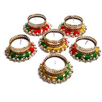 Prapti Handicrafts Handcrafted TeaLight Candle Holders Pack of 6 Units for Diwali Decoration/Diya with Candles, Metal