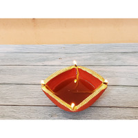Pure Source India Terracotta, Diya, 1 Piece, Hand Painted ( 5 Inch / 200 ML)