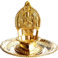 NAAYAGI  Branded Kanchipuram KAMAKSHI Diya / VILAKKU with Unique Sugarcane Engraved ON HER Side Small - 5.3 inch ( Gold Color)