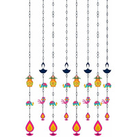 CVANU Beautiful Kalash and Diya Printed Wall Hanging Sticker to Increase The Charm of Your Wall On Any Pooja Occasion(Pack of 8) Size 90cmx60cm