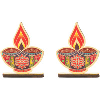 PD Craftozone Decorative Diwali Diya Cutouts for Temple and Table | Festival Home Decor for Pooja Stand, Home and Kitchen Temple and Festival Celebration | Golden (Diya)