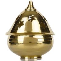 SH Retail Brass Apple Shape Akhand Diya with Designed Star Holes on Top (6.5 cm)
