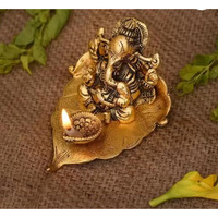 Klassic Antique Metal Ganeshaji Idol Diya Golden Patta Gold Plated for Temple Oil Lamp Home and Office, Diwali Decoration | ( Pack of 1, Golden )