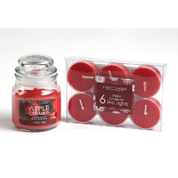 HOSLEY Combo of Apple Cinnamon Fragrance Jar Candle with Scented Tealights|Perfect for Home Decor Lighting Gifting|Pack of 1 Jar Candle 2.65 Oz Wax with Pack of 6 Tealights