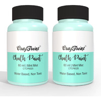 CrafTreat Mint Mist - Chalk Paint for Wood Furniture, Wall, Home Decor, Glass, DIY Craft - Matte Acrylic Multi Surface Paint - Chalk Paint Blue - 60ml Each | Pack of 2.