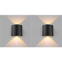 ESS EMM Wall Lights - 2W IP65 Waterproof Wall Lamp 2 Way Exterior Wall Light for Decor| Up Down Light for Balcony | Outdoor Wall Lights for Elevation,Garden & Patio Lights -(Warm White)-Pack of 2