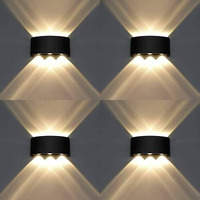ESS EMM Wall Lights - 6W IP65 Waterproof Wall Lamp 2 Way Exterior Wall Light for Decor | Up Down Light for Balcony | Outdoor Wall Lights for Elevation,Garden & Patio Lights -(Warm White)-Pack of 4