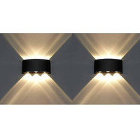 ESS EMM Wall Lights - 6W IP65 Waterproof Wall Lamp 2 Way Exterior Wall Light for Decor | Up Down Light for Balcony | Outdoor Wall Lights for Elevation,Garden & Patio Lights -(Warm White)-Pack of 2
