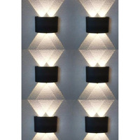 ESS EMM Wall Lights - 4W IP65 Waterproof Wall Lamp 2 Way Exterior Wall Light for Decor | Up Down Light for Balcony | Outdoor Wall Lights for Elevation,Garden & Patio Lights -(Warm White)-Pack of 6