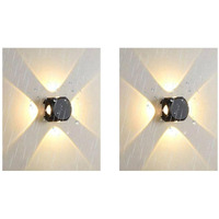 ESS EMM Wall Lights - 12W IP65 Waterproof Wall Lamp  4 Way Exterior Wall Light for Decor| Up Down Light for Balcony | Outdoor Wall Lights for Elevation,Garden & Patio Lights -(Warm White)-Pack of 2