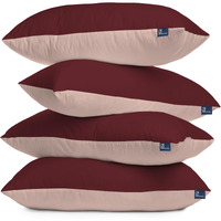 THE WOOD WHITE Microfiber Soft Reversible Coloured Pillows Set of 4 in 18 x 28 Inches. Sleeping Pillows for Every Decor. Maroon & Peach.