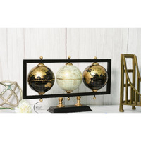RIZIK STORE Educational World Globe with Heavy Metal ARC and Base/Home Decor/Political Globe/Office Globe/Globes for Kids & Students (4 3 ball black and gold)
