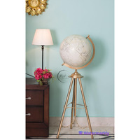 RIZIK STORE Educational World Globe with Heavy Metal ARC and Base/Home Decor/Political Globe/Office Globe/Globes for Kids & Students (12 tripod white gold)