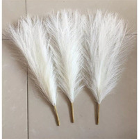 SATYAM KRAFT 3 Pcs Faux Pampas small Fluffy Artificial Fake Flower for Home decor, wedding Decoration and Craft Items Corner, Raksha Bandhan Decore (without Vase pot)(White)