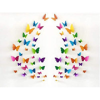 JAAMSO ROYALS Vinyl 3D Colorful butterfly stickers for wall, butterfly decoration items, butterfly stickers, butterfly wall decor, butterflies, butterflies for wall decoration(29.5 X21CM) Q5