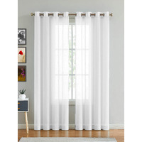 HOMEMONDE Solid Sheer Curtain Set for Window 5 Feet, Linen Textured Plain Sheer Window Curtain for Home Decor, Hangs Elegantly with Eyelets (4.5 ftx5ft White)