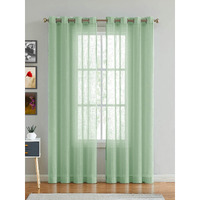 HOMEMONDE Solid Sheer Curtain Set For Long Door 9 Feet, Linen Textured Plain Sheer Long Door Curtain For Home Decor, Hangs Elegantly With Grommet Curtains (4.5 Ftx9Ft Mint)