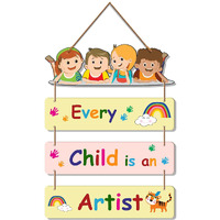 Artvibes Positive Quote Decorative Wall Art Wooden Wall Hanger for Kids Room | Living Room | Bedroom | Gift | Mordern Painting For Home Art Piece For Room Decor (WH_6903N), Set of 4