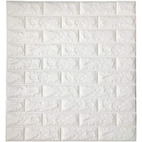 Lukzer 20PC 3D PE Foam Self Adhesive Brick Design Wall Stickers/DIY Wallpaper for Home Hotel Living Room Bedroom Cafe Decor (Thickness 8MM, 70 x 77 cm, White)