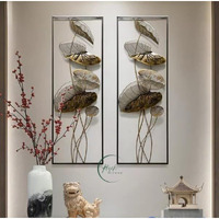 RIZIK STORE Metal Abstract Figures Wall Sculpture For Home Decor, Living Room & Bedroom (Pack Of 2) Bronze