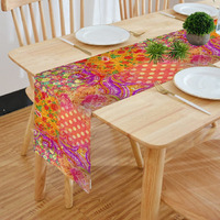 HOMADORN Cotton Feel Fabric Multicolor Clover Design Digital Printed Double Layered Enhanced Decor 4 Seater Table Runner Cloth (TR-43, 13 INCHES X 60 INCHES)