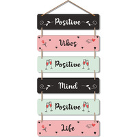 Artvibes Decorative Wall Hanging Wooden Art Decoration item for Living Room | Bedroom | Home Decor | Gifts | Quotes Decor Item | Wall Art For Hall | Mdf Wall Decoration, Set of 6 (WH_3243N)