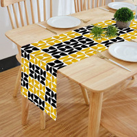 HOMADORN Cotton Feel Fabric Multicolor Clover Design Digital Printed Double Layered Enhanced Decor 4 Seater Table Runner Cloth (TR-40, 13 INCHES X 60 INCHES)