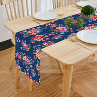 HOMADORN Cotton Feel Fabric Multicolor Clover Design Digital Printed Double Layered Enhanced Decor 4 Seater Table Runner Cloth (TR-37, 13 INCHES X 60 INCHES)