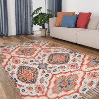 HOMA DORN Handmade Sustainable Printed Modern Dhurrie/Rugs/Carpet Recycled Fabric for Living Room/Bedside Runner for Enhanced Decor (3 feet x 5 feet)