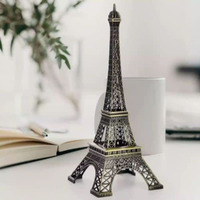 SATYAM KRAFT 1 Piece Metal Eiffel Tower Antique Vintage Statue for Room, Office, Decorative Showpeice for Home, Desk Decor, Table Stand (25 cm)(Small)