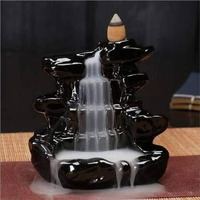 HC VILLA Ceramic Back Flow Incense Holder,Incense Burner with 10 Back Flow Incense Cones for -Pooja, Meditation, Prayer, Aromatherapy Ornament Home Decor-1-Pcs/10 Cones