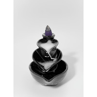 HC VILLA Ceramic Back Flow Incense Holder,Incense Burner with 10 Back Flow Incense Cones for -Pooja, Meditation, Prayer, Aromatherapy Ornament Home Decor-1-Pcs/10 Cones